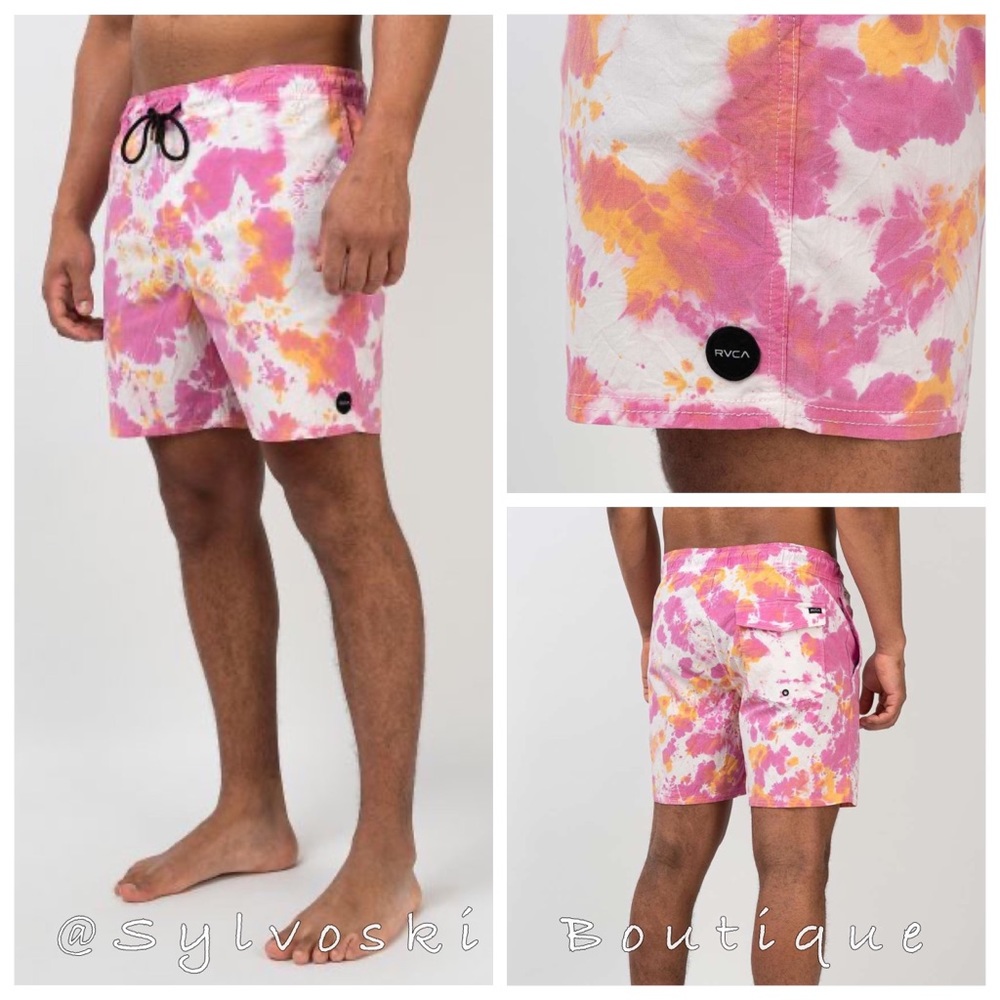 🔥RVCA MANIC ELASTIC - TIE-DYE ELASTIC WAIST SHORT FOR MEN NWT - Picture 2 of 10